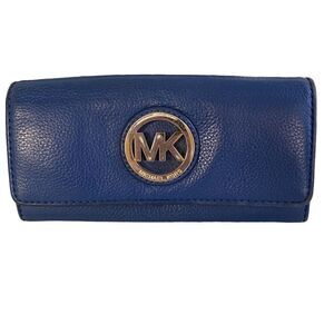 Women's Michael Kors Blue Fulton Flap Continental Wallet
